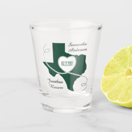 Donkergroene Texas Curling Ribbon Weduwdatum Shot Glas