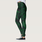 Donkergroene textuur, vernietigd of bijtend sponsj leggings (Links)