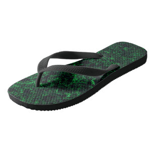 Donkergroene textuur, vernietigd of bijtend sponsj teenslippers
