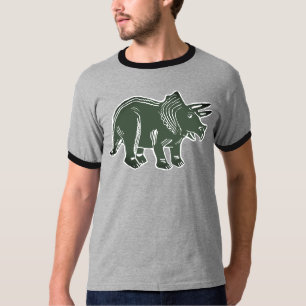 Donkergroene Triceratops Mannen Ringer T-Shirt