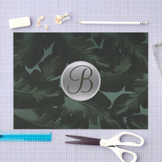 Donkergroene tropische bladeren Monogram Letter In Tissuepapier (Craft)