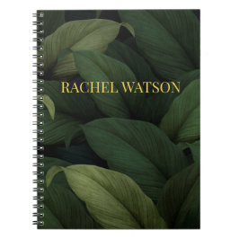 Donkergroene tropische bladeren notitieboek