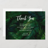 Donkergroene tropische bladeren patroon bruiloft bedankkaart (Voorkant / Achterkant)