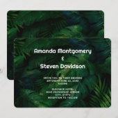 Donkergroene tropische bladeren patroon bruiloft kaart (Voorkant / Achterkant)