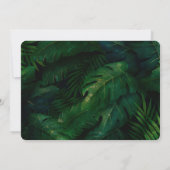 Donkergroene tropische bladeren patroon bruiloft kaart (Achterkant)