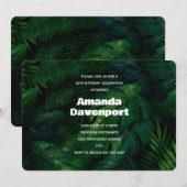 Donkergroene tropische bladeren patroon verjaardag kaart (Voorkant / Achterkant)