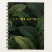 Donkergroene tropische bladeren planner (Voorkant)