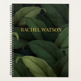 Donkergroene tropische bladeren planner