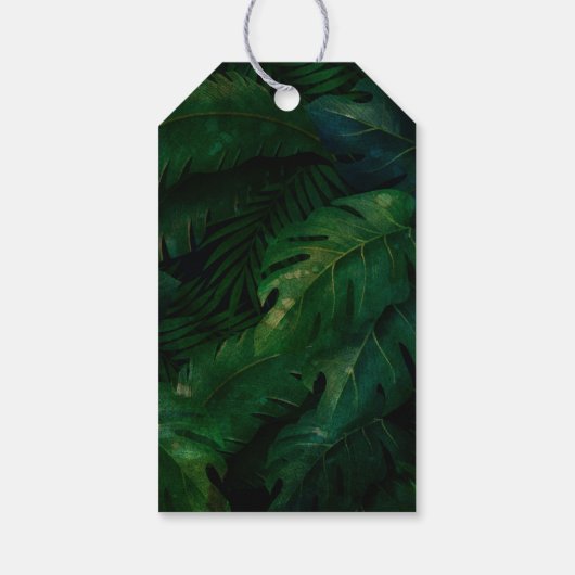 Donkergroene tropische bladeren Verjaardag dank u Cadeaulabel (Achterkant)