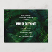Donkergroene tropische bladeren verjaardagsuitnodi briefkaart (Voorkant)