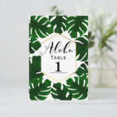 Donkergroene Tropische bladeren White Gold Table N Kaart (Staand voorkant)