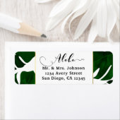 Donkergroene tropische bladeren White & Gold Weddi Etiket (Insitu)