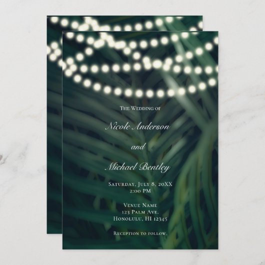 Donkergroene tropische palmbladeren en lightbruilo kaart (Voorkant / Achterkant)