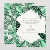 Donkergroene tropische palmbladeren zomerbruiloft kaart (Voorkant / Achterkant)