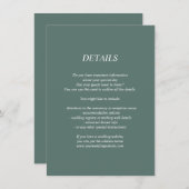 Donkergroene trouwdetails/informatiekaart informatiekaartje (Voorkant / Achterkant)