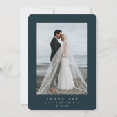 Donkergroene ultra-minimale enkelvoudige fotobruil bedankkaart (Voorkant)