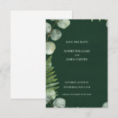 Donkergroene varen Eucalyptus Schotse bruiloft Save The Date (Voorkant / Achterkant)
