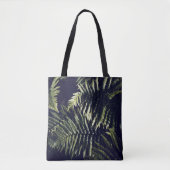 Donkergroene varen laat botanisch tote bag (Voorkant)