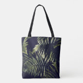 Donkergroene varen laat botanisch tote bag (Achterkant)
