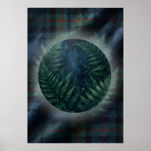 Donkergroene Varentartan Schotse Botanische Kunst Poster