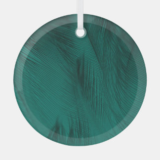 Donkergroene veren textuur glas ornament