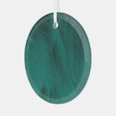 Donkergroene  veren textuur glas ornament (Voorkant links)