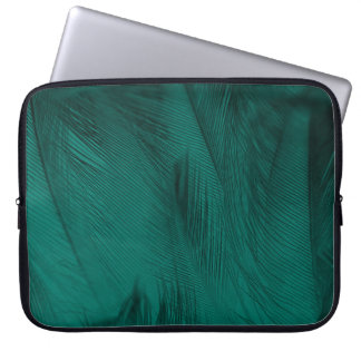 Donkergroene veren textuur laptop sleeve