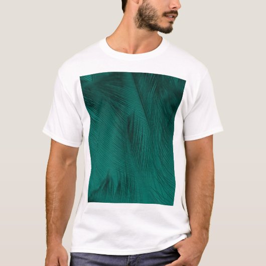 Donkergroene  veren textuur t-shirt (Voorkant)