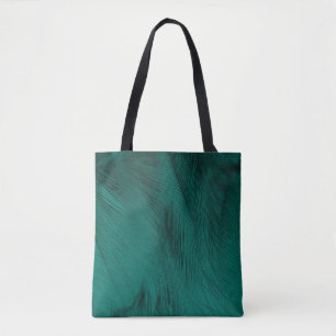 Donkergroene veren textuur tote bag