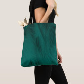 Donkergroene veren textuur tote bag (Dichtbij)