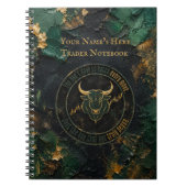 Donkergroene verf grunge stier ontwerp notitieboek (Voorkant)