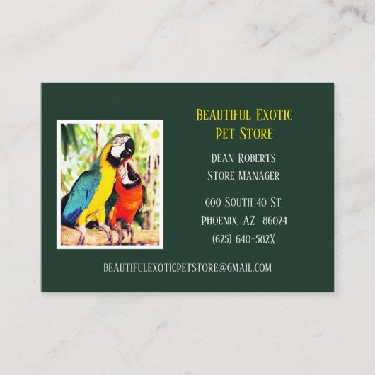 Donkergroene veterinaire / dierlijke dierenwinkel visitekaartje (Voorkant)