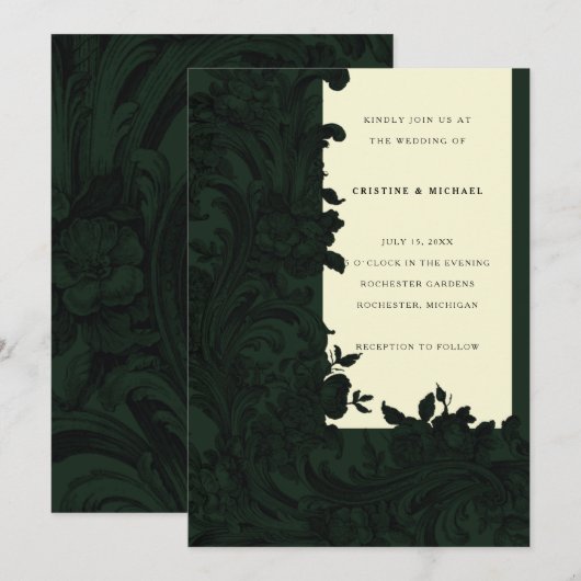 Donkergroene Victoriaans bruiloft voor sierdoelein Kaart (Voorkant / Achterkant)
