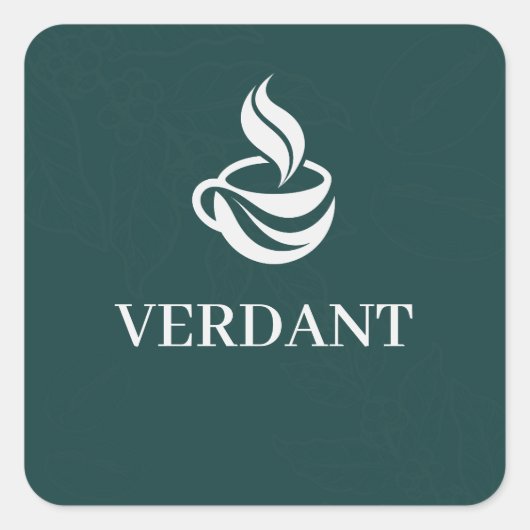 Donkergroene vierkante sticker met op maat gemaakt (Voorkant)