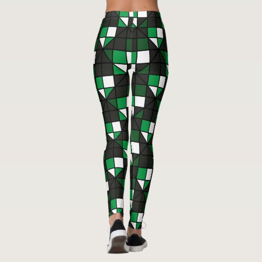 Donkergroene vierkanten leggings (Achterkant)