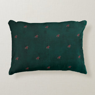 Donkergroene vintage bloemenkussen accent kussen