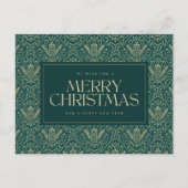 Donkergroene vintage kerstkaars briefkaart (Voorkant)