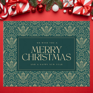 Donkergroene vintage kerstkaars briefkaart