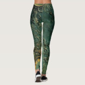 Donkergroene Vintage Steampunk Klok Leggings (Achterkant)