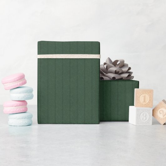 Donkergroene visgraat patroon inpakpapier Roll (Baby Shower)