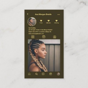 Donkergroene vlechten Instagram Photo Grid Qr-code Visitekaartje