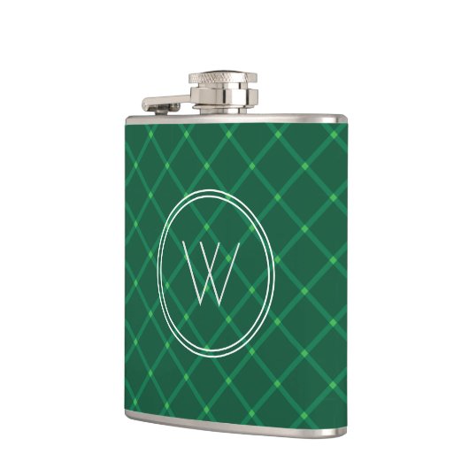 Donkergroene vleiend speciaal monogram heupfles (Links)