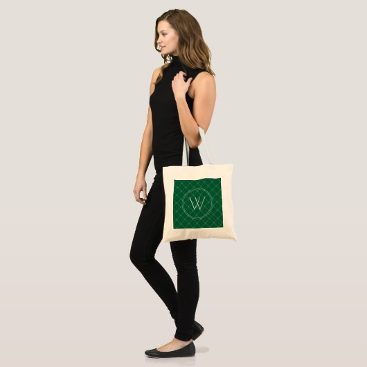 Donkergroene vleiend speciaal monogram tote bag (Voorkant (model))