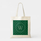 Donkergroene vleiend speciaal monogram tote bag (Achterkant)