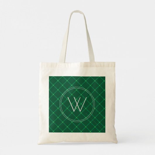 Donkergroene vleiend speciaal monogram tote bag (Achterkant)