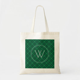 Donkergroene vleiend speciaal monogram tote bag