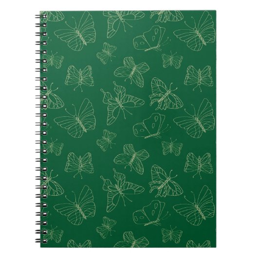 Donkergroene vlinderafdrukken, geïnspireerd door N Notitieboek (Voorkant)