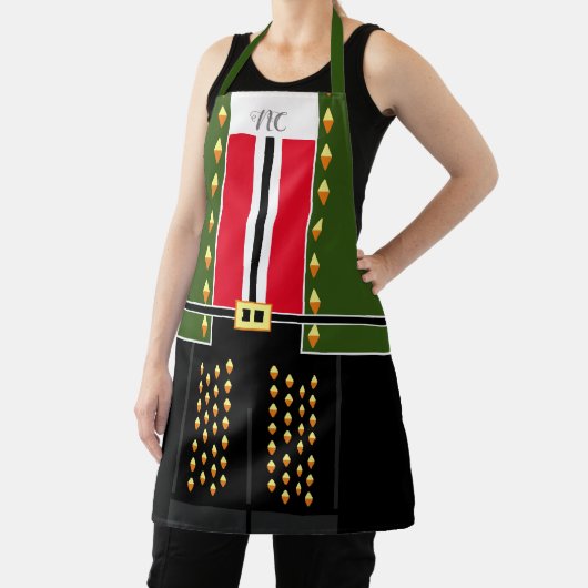 Donkergroene voedingskraker Elf Character Costuum Schort (Insitu)