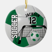 Donkergroene Voetbal ⚽ Ball 2 - Personaliseren Keramisch Ornament (Voorkant)