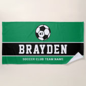 Donkergroene Voetbalspeler Aangepaste Naam Strandlaken (Voorkant)